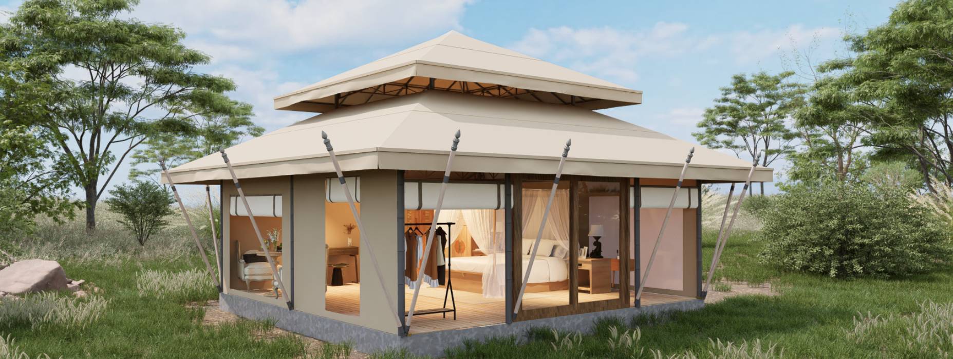 石柱户外野奢帐篷